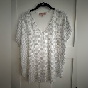 White polka dot business casual top